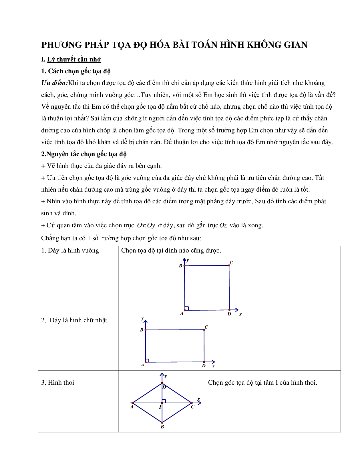 Phương pháp tọa độ hóa bài toán hình trong không gian (trang 1)