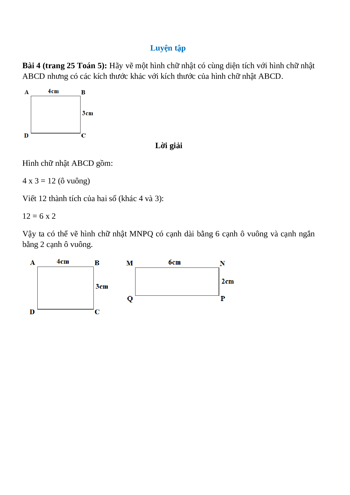 Hãy vẽ một hình chữ nhật có cùng diện tích với hình chữ nhật ABCD (trang 1)
