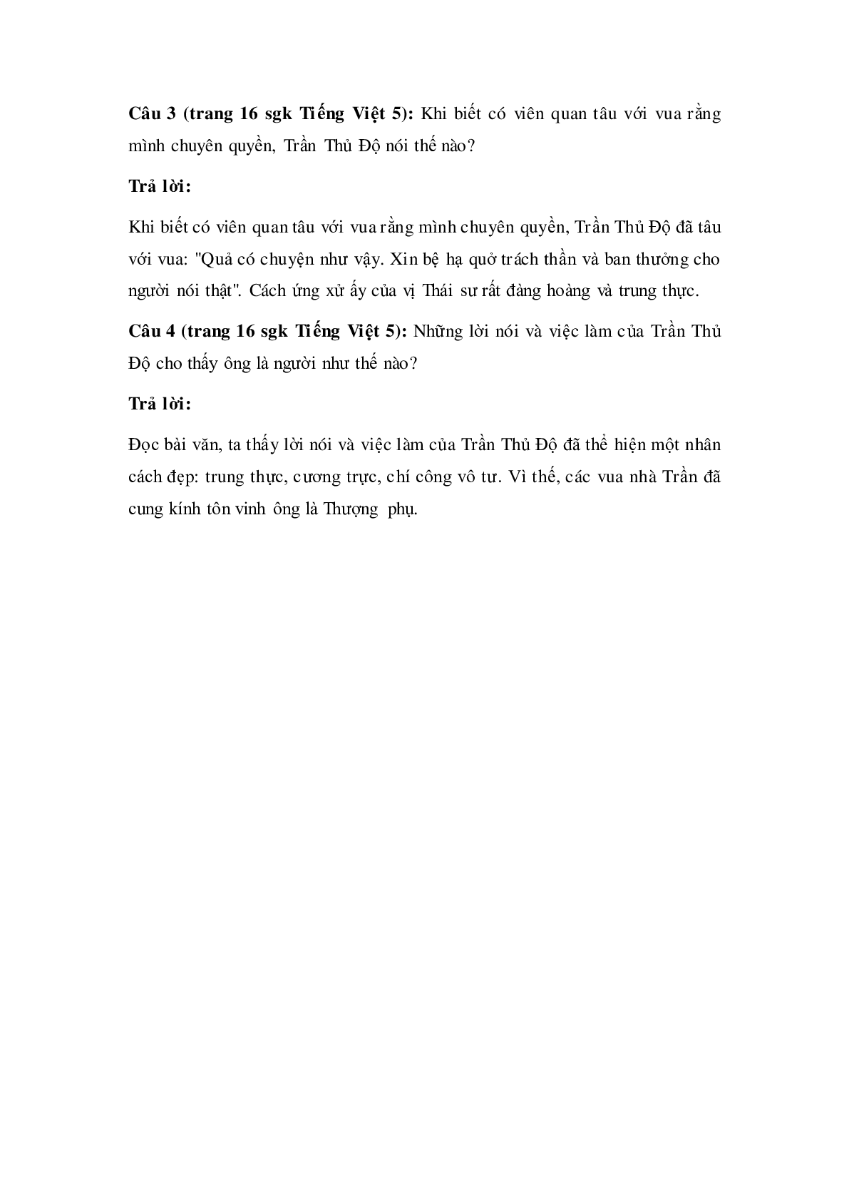 Soạn Tiếng Việt lớp 5: Tập đọc: Thái sư Trần Thủ Độ mới nhất (trang 2)