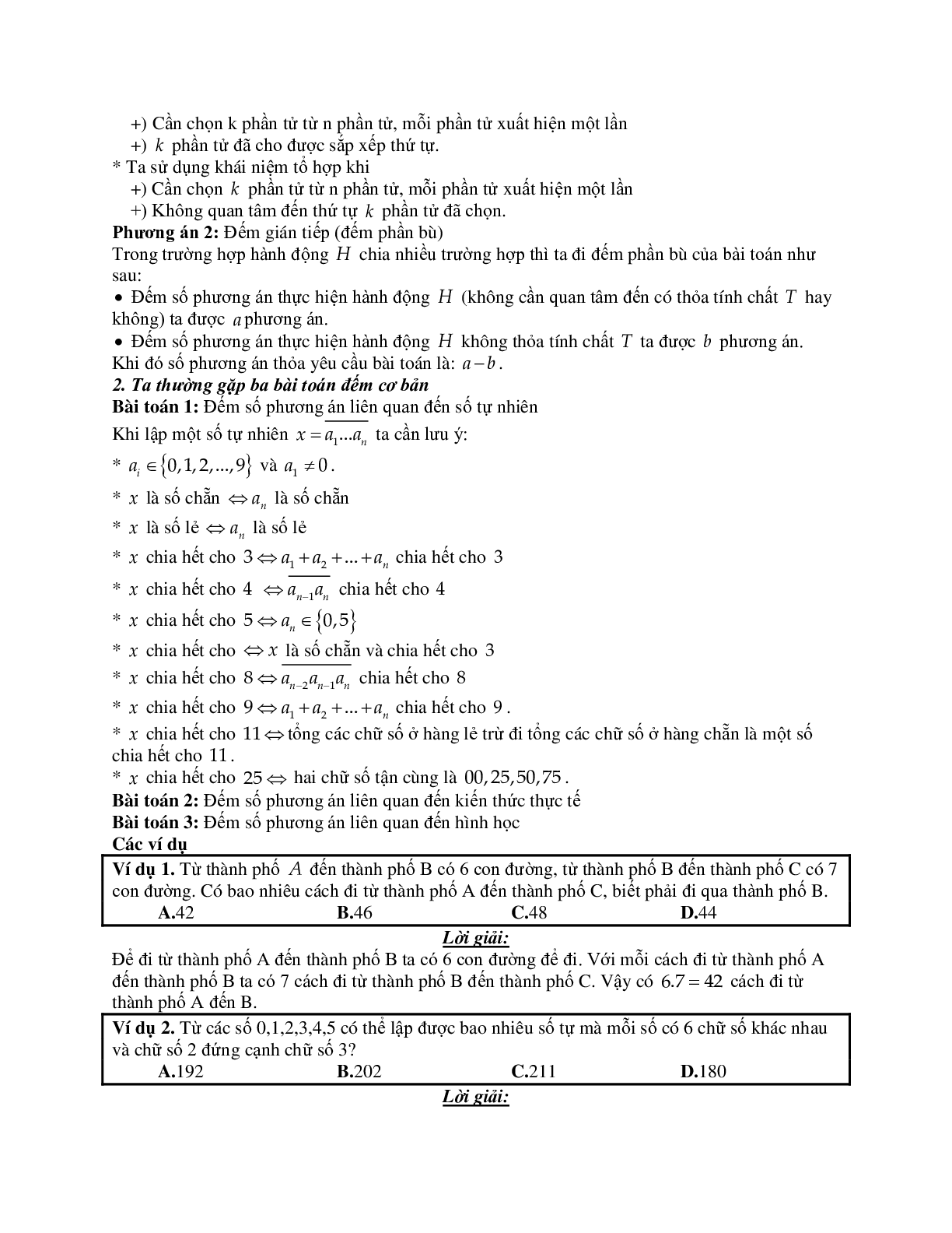 Phương pháp giải và bài tập về Các bài toán vận dụng quy tắc đếm (trang 2)
