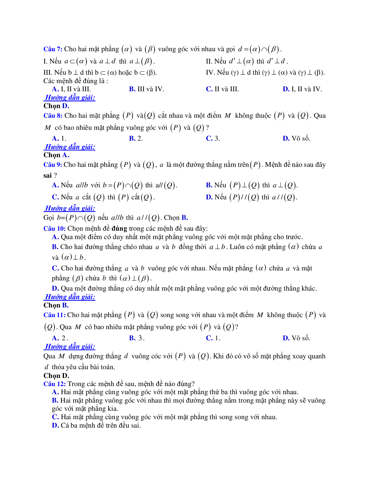Phương pháp giải và bài tập về hai mặt phẳng vuông góc chọn lọc (trang 3)