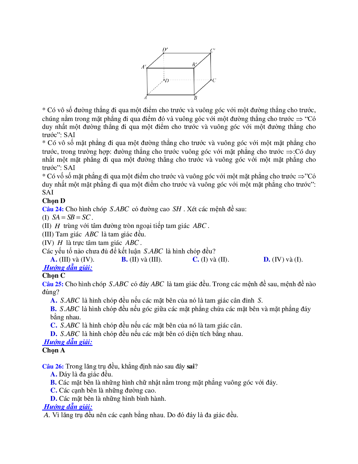 Phương pháp giải và bài tập về hai mặt phẳng vuông góc chọn lọc (trang 8)
