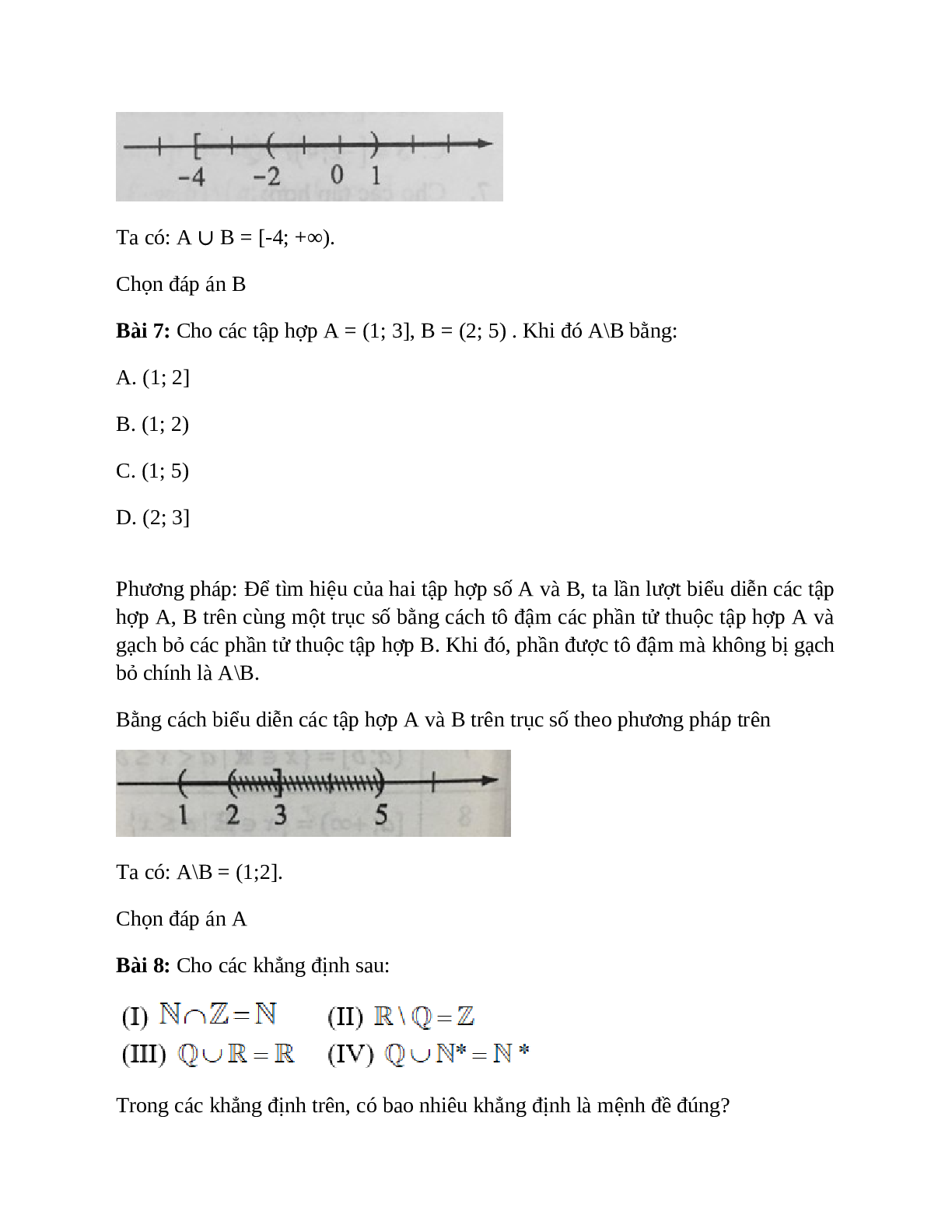 Trắc nghiệm Các tập hợp số có đáp án – Toán lớp 10 (trang 4)