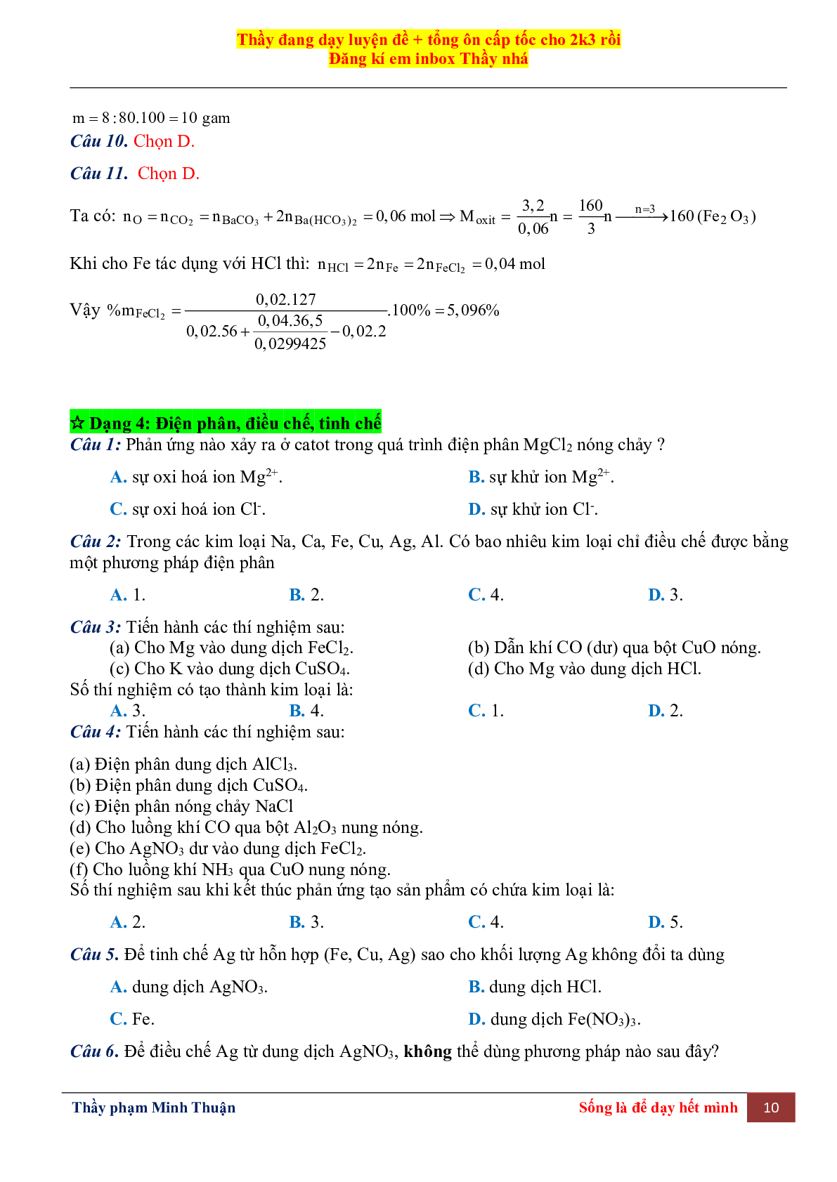 Tổng Hợp Lý Thuyết Chương 5 Đại Cương Kim Loại Môn Hóa Học Lớp 12 (trang 10)