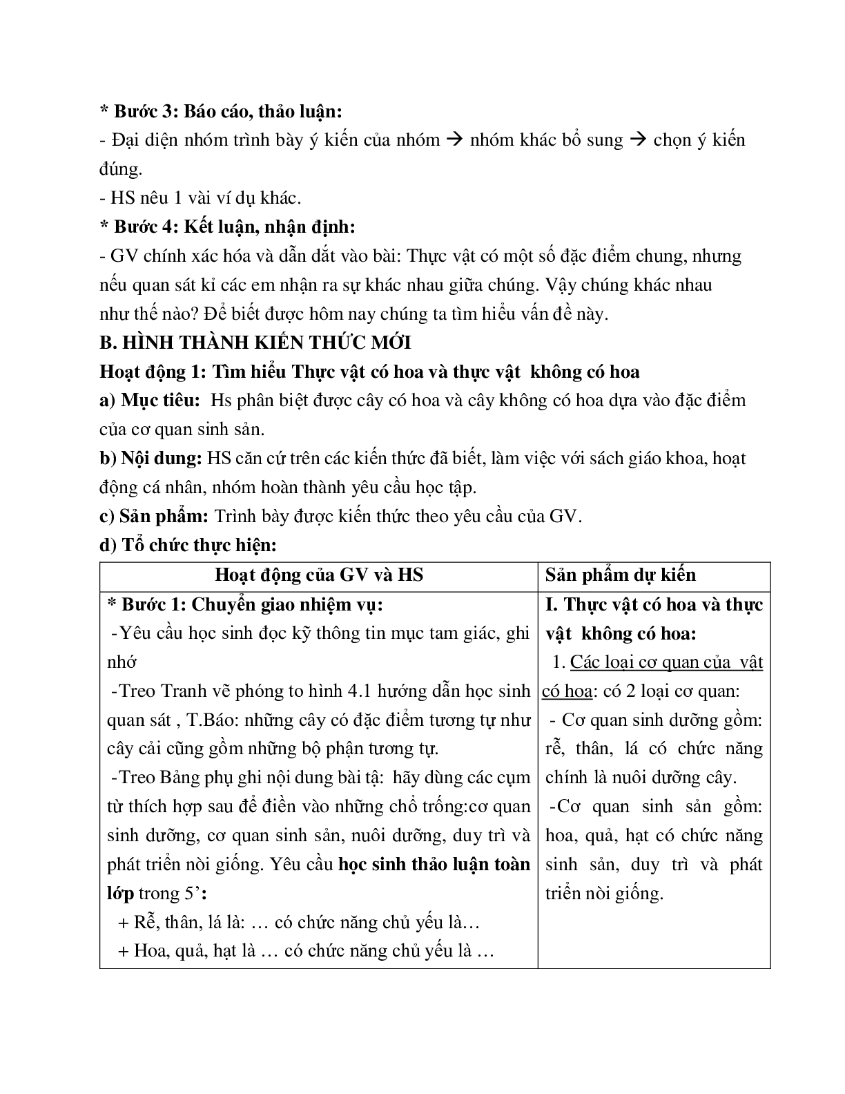 Giao Án Sinh Hoc 6 Bài 4: Có phải tất cả thực vật đều có hoa mới nhất - CV5555 (trang 2)