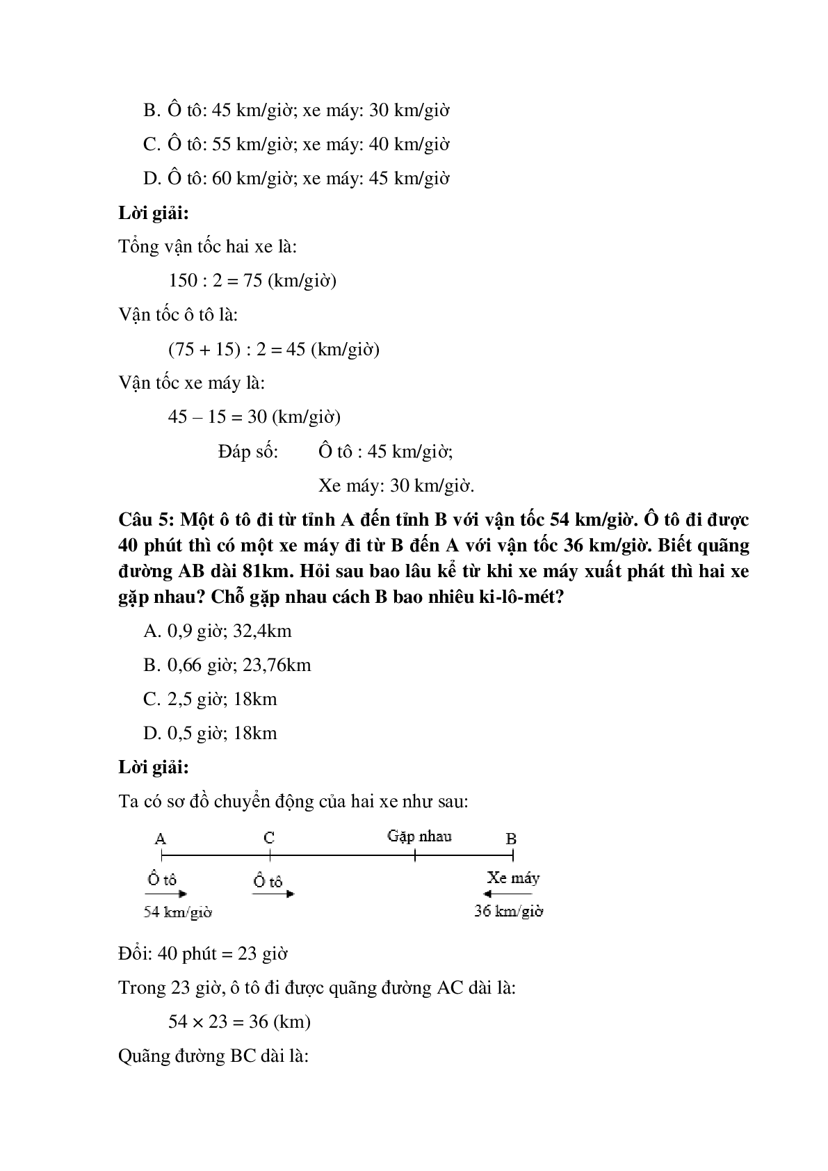 11 câu Trắc nghiệm Hai vật chuyển động ngược chiều có đáp án 2023 – Toán lớp 5 (trang 3)