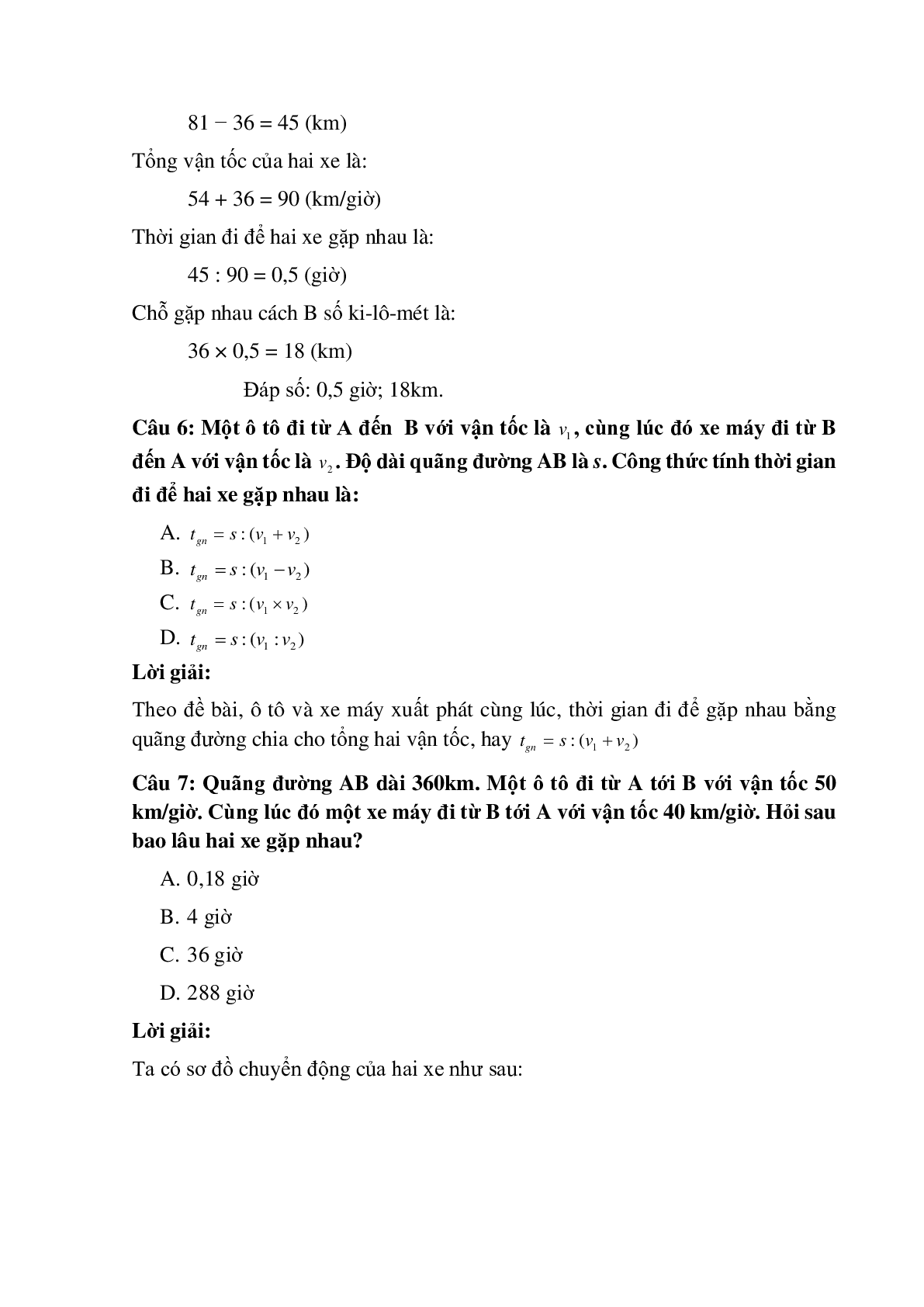 11 câu Trắc nghiệm Hai vật chuyển động ngược chiều có đáp án 2023 – Toán lớp 5 (trang 4)
