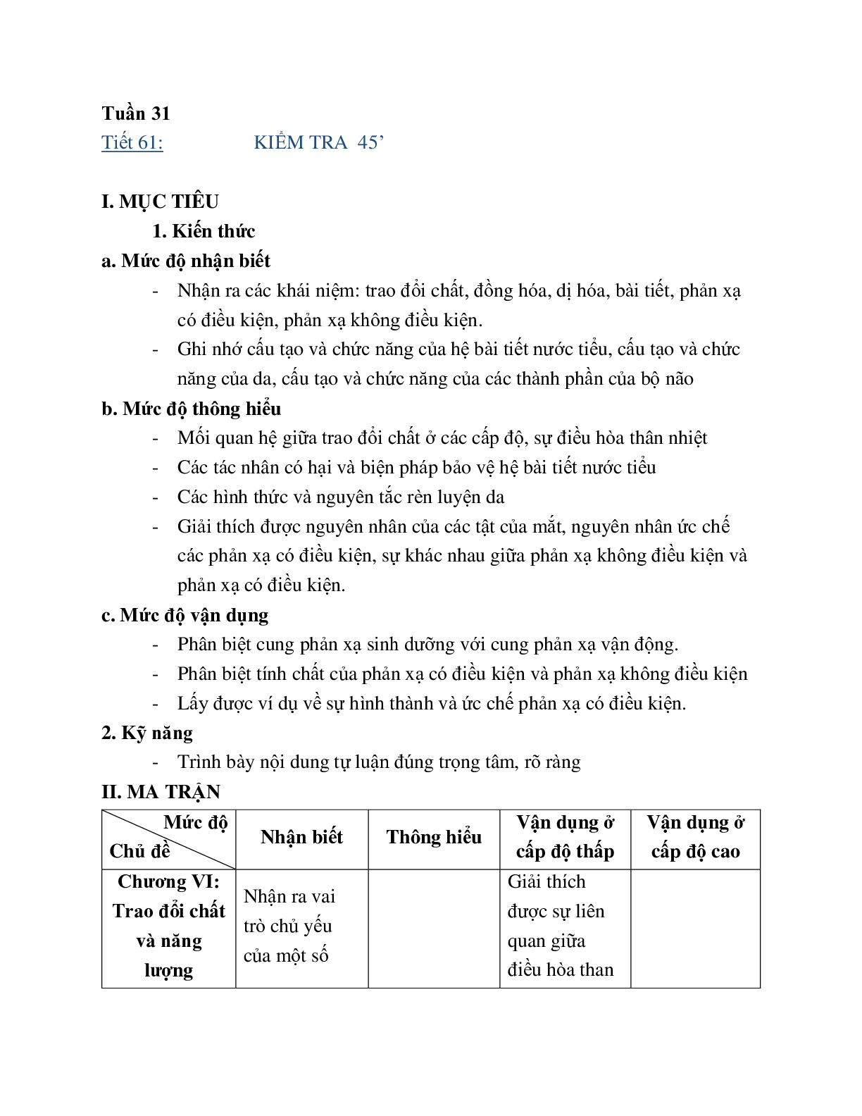 Giáo án Sinh học 8 Ôn tập giữa học kì 2 mới nhất - CV5512 (trang 4)
