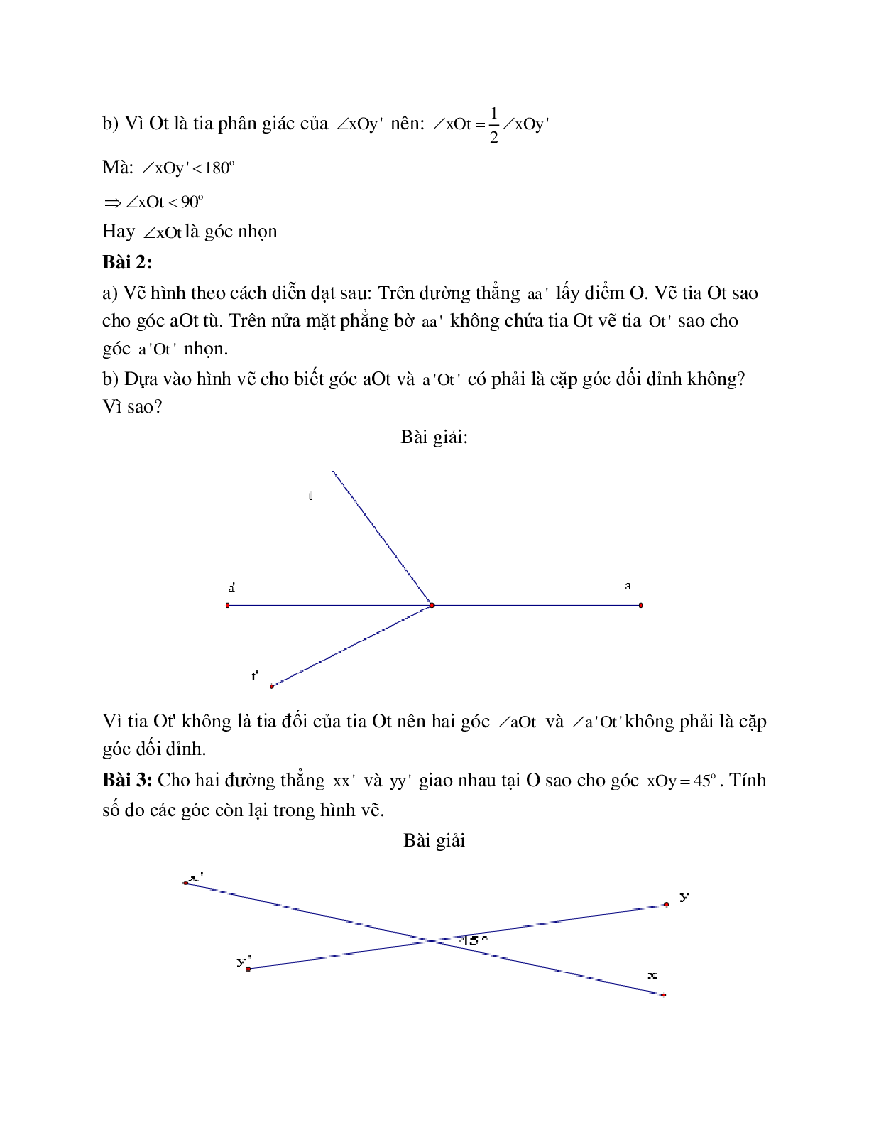 Những bài tập thường gặp về Hai góc đối đỉnh hình học lớp 7 chọn lọc (trang 2)