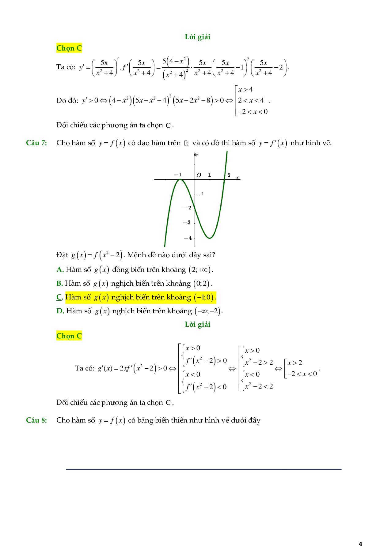 138 Bài toán chọn lọc tính đơn điệu của hàm hợp - có đáp án chi tiết (trang 4)