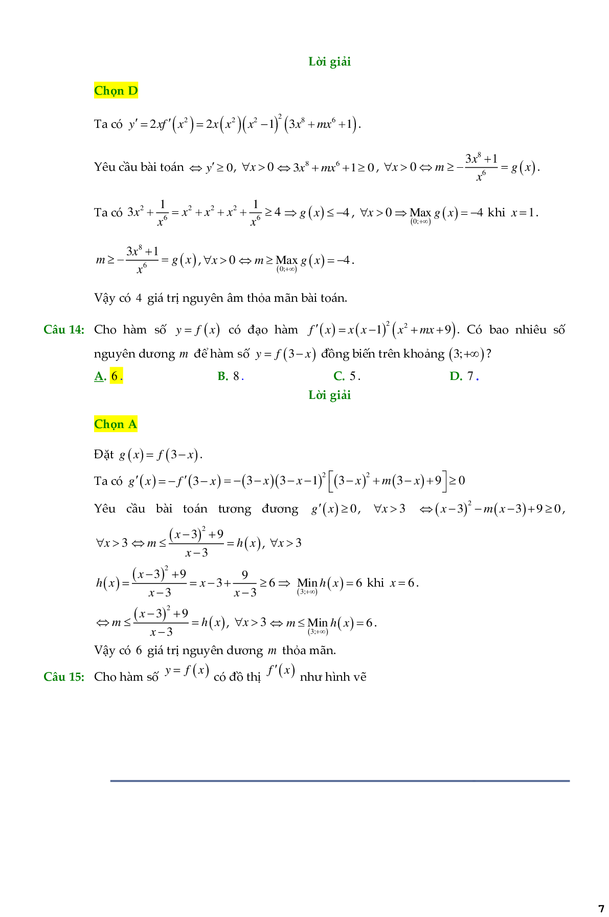 138 Bài toán chọn lọc tính đơn điệu của hàm hợp - có đáp án chi tiết (trang 7)