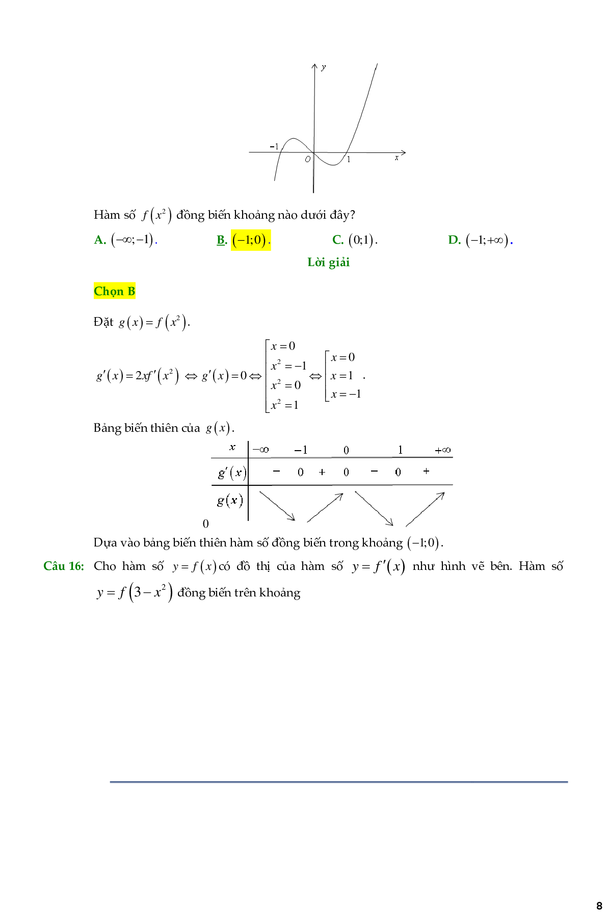 138 Bài toán chọn lọc tính đơn điệu của hàm hợp - có đáp án chi tiết (trang 8)