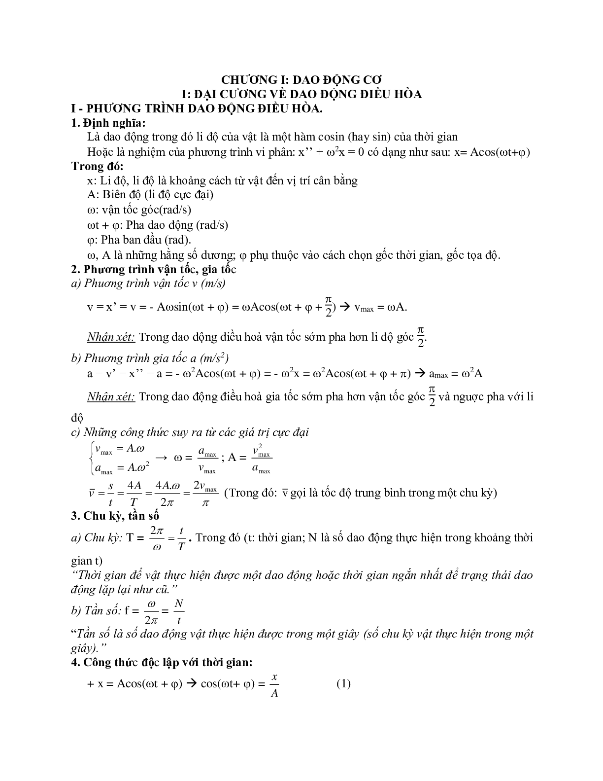 Chuyên đề Dao động cơ môn Vật lý lớp 12 (trang 1)