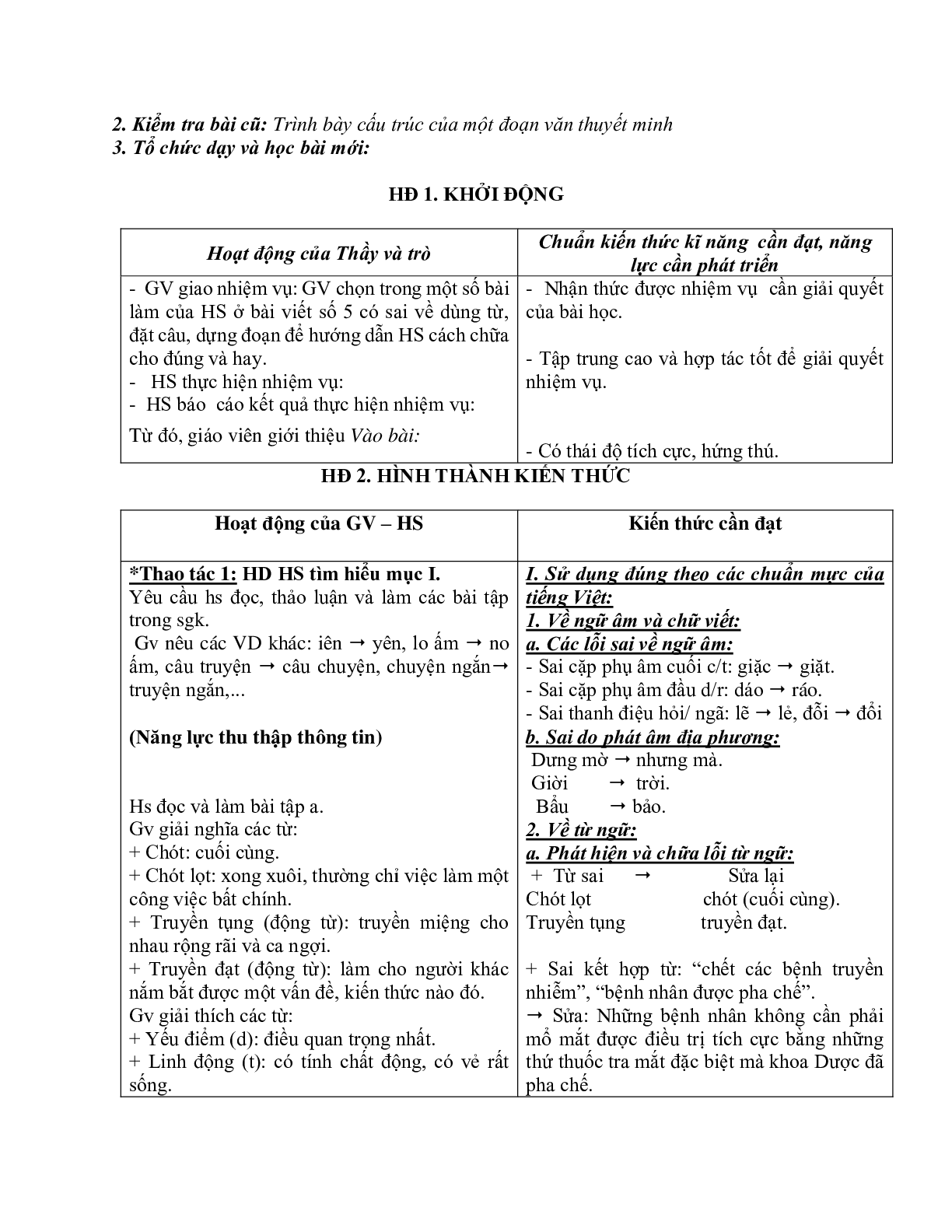 Giáo án ngữ văn lớp 10 Tiết 70: Những yêu cầu về sử dụng tiếng việt (trang 2)