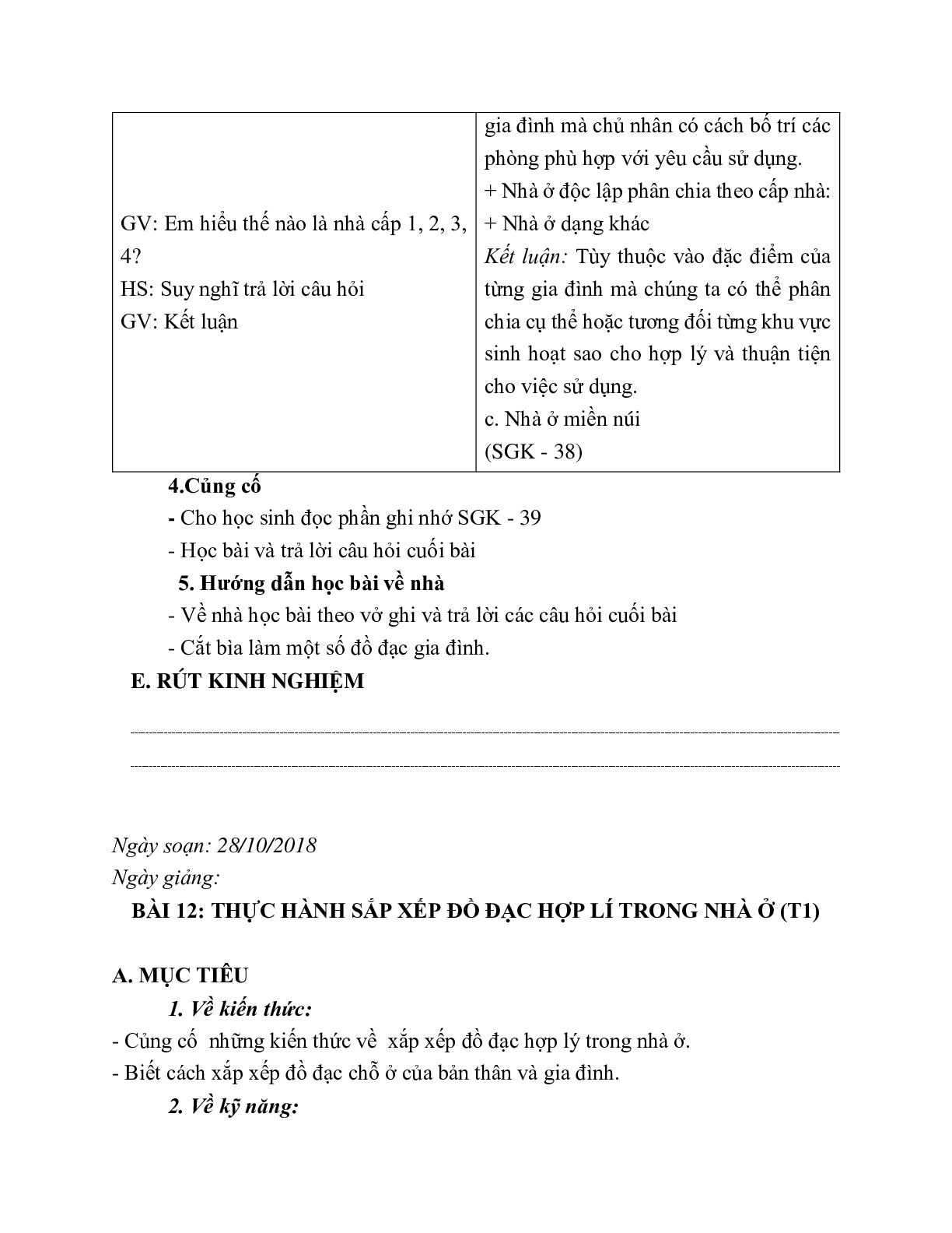 GIÁO ÁN CÔNG NGHỆ 6 BÀI 11: SẮP XẾP ĐỒ ĐẠC HỢP LÝ TRONG GIA ĐÌNH (T2) MỚI NHẤT – CV5512 (trang 3)