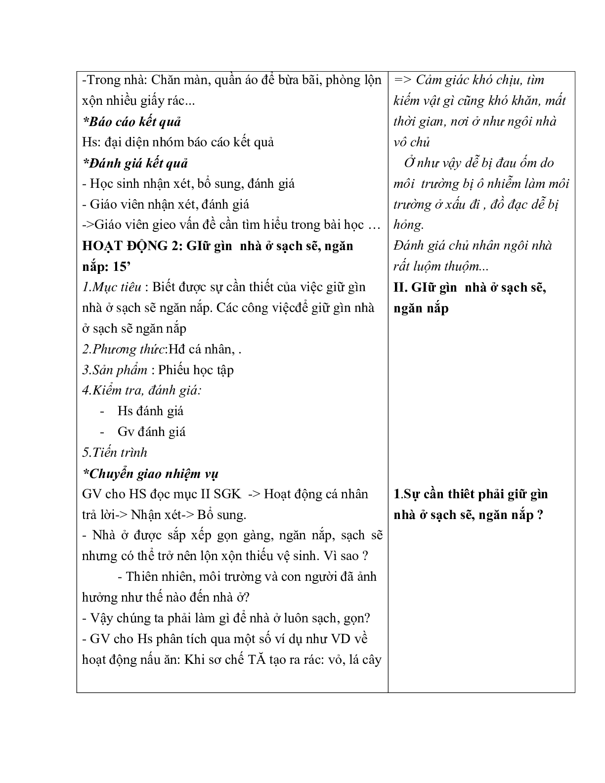 GIÁO ÁN CÔNG NGHỆ 6 BÀI 10: GÌN GIỮ NHÀ Ở SẠCH SẼ, NGĂN NẮP MỚI NHẤT (trang 4)