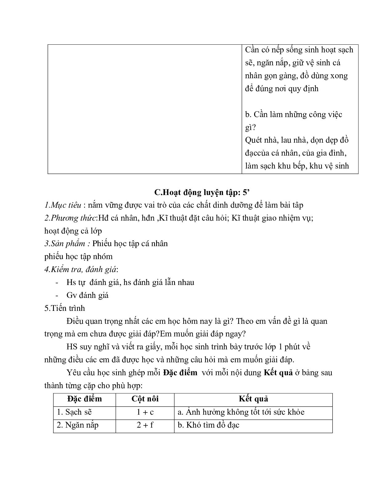 GIÁO ÁN CÔNG NGHỆ 6 BÀI 10: GÌN GIỮ NHÀ Ở SẠCH SẼ, NGĂN NẮP MỚI NHẤT (trang 6)