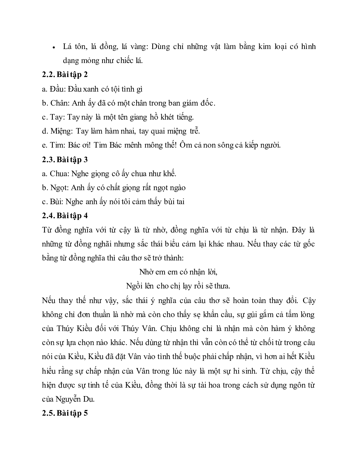 Soạn bài Thực hành về nghĩa của từ trong sử dụng - ngắn nhất Soạn văn 11 (trang 3)
