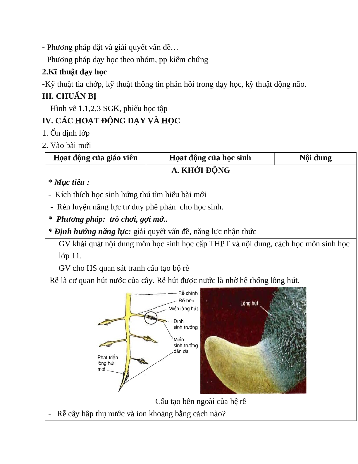 Giáo án Sinh học 11 Bài 1: Sự hấp thụ nước và muối khoáng ở rễ mới nhất – CV5512 (trang 2)