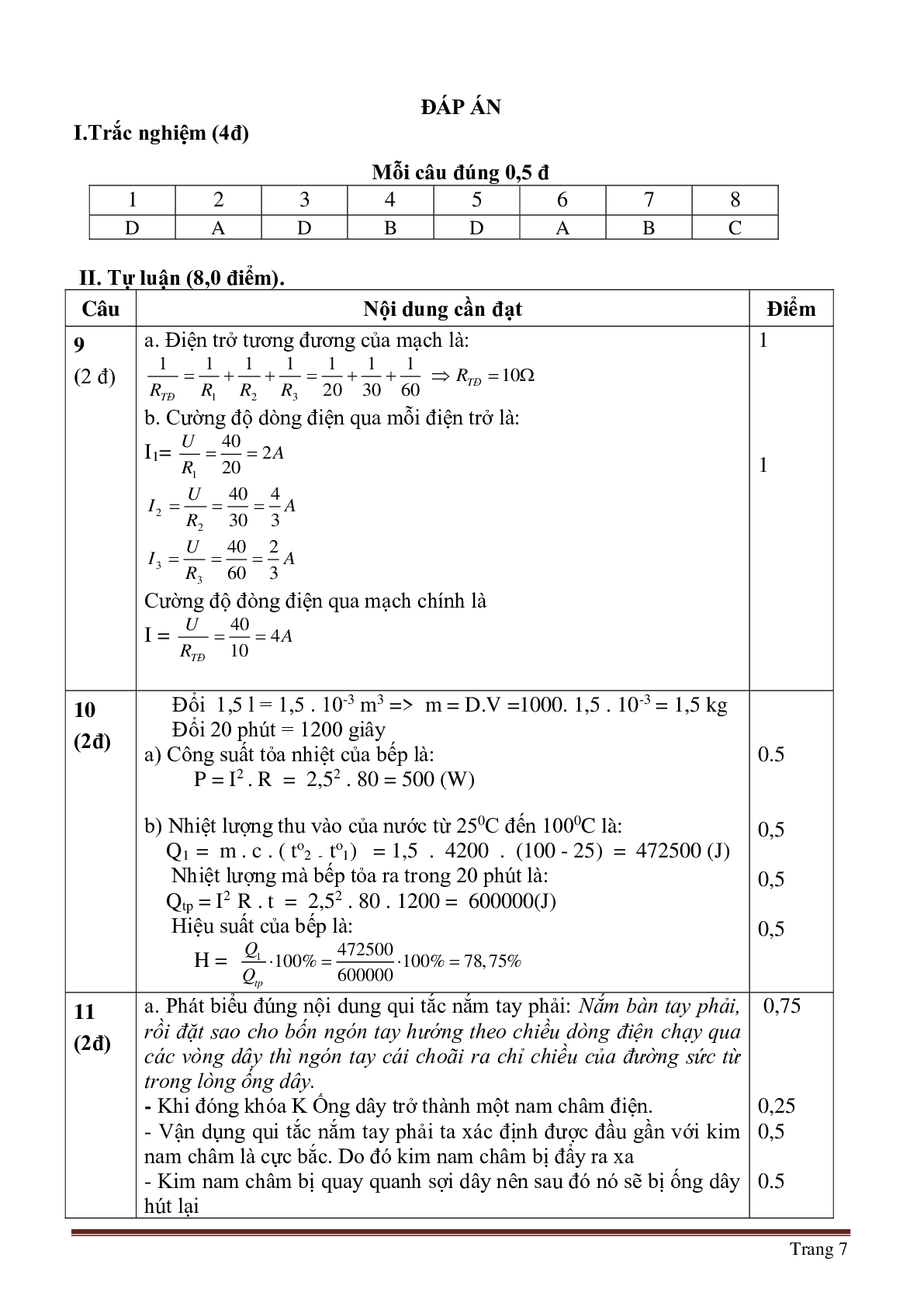 Bộ 30 đề thi học kì 1 môn Vật lý lớp 9 có đáp án (trang 7)
