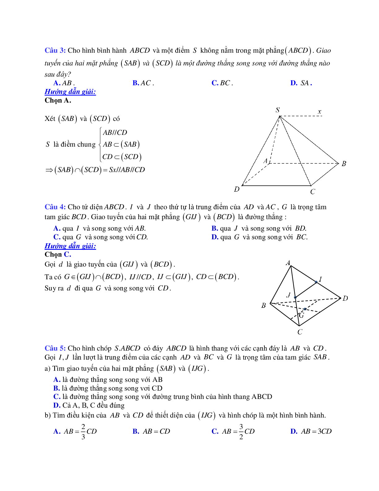 Phương pháp giải và bài tập về Cách tìm giao tuyến của hai mặt phẳng bằng quan hệ song song (trang 2)