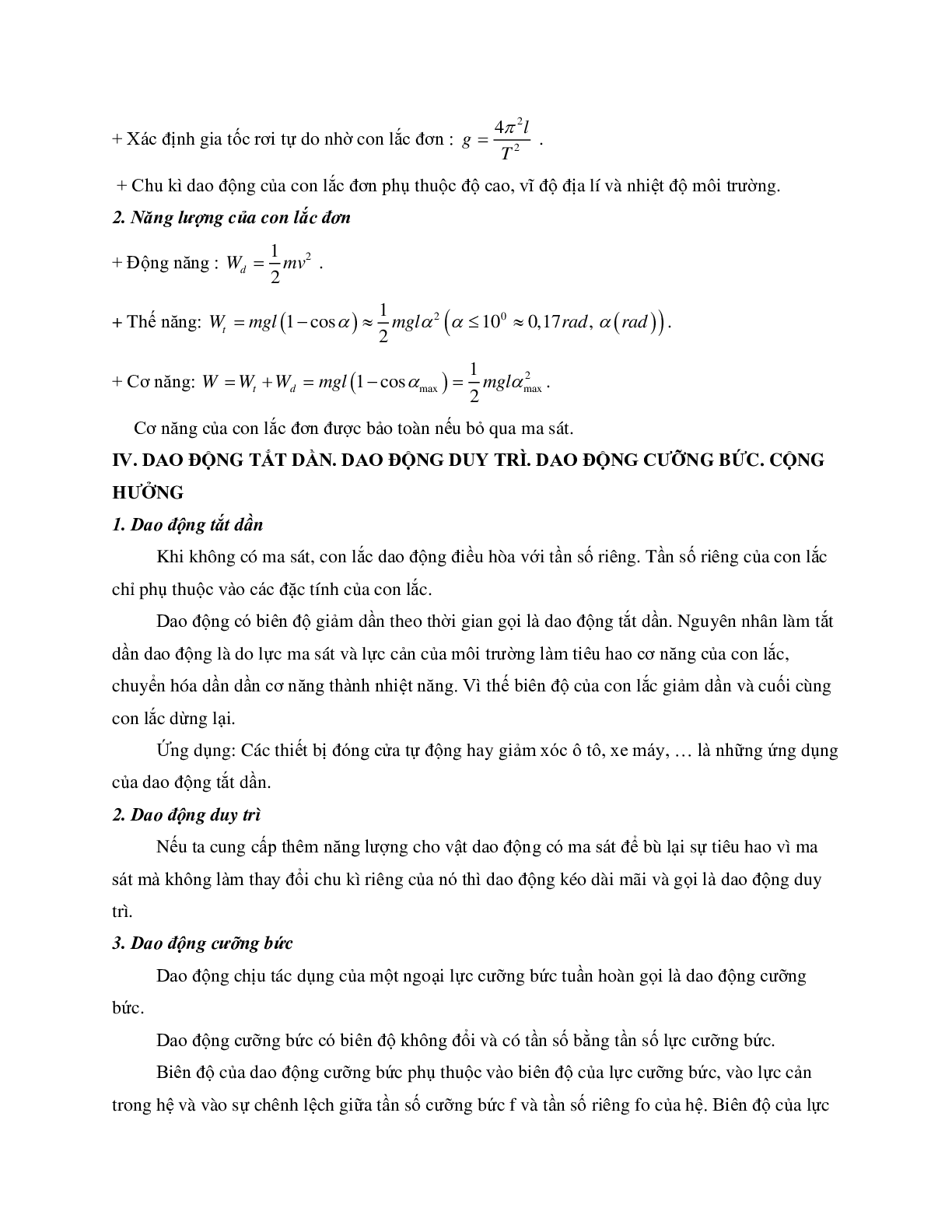 Câu hỏi lý thuyết chương Dao động cơ học môn Vật lý lớp 12 có đáp án (trang 3)