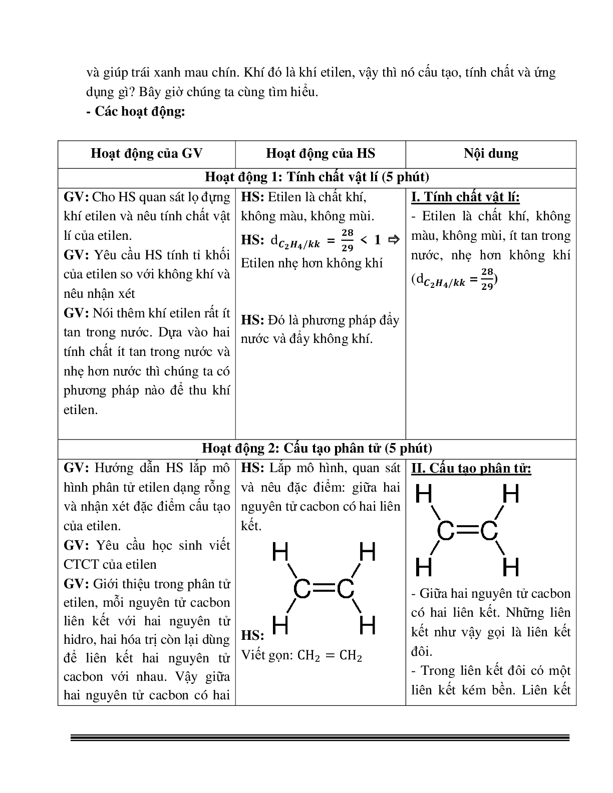 Giáo án Hóa học 9 bài 37 Etilen mới nhất (trang 3)