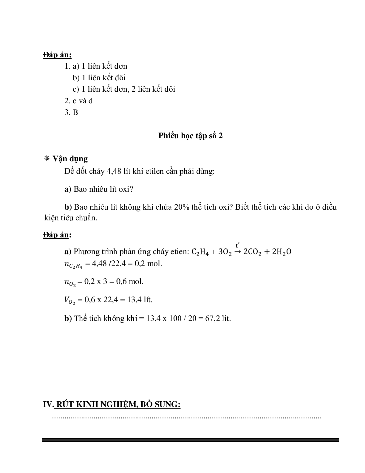 Giáo án Hóa học 9 bài 37 Etilen mới nhất (trang 8)