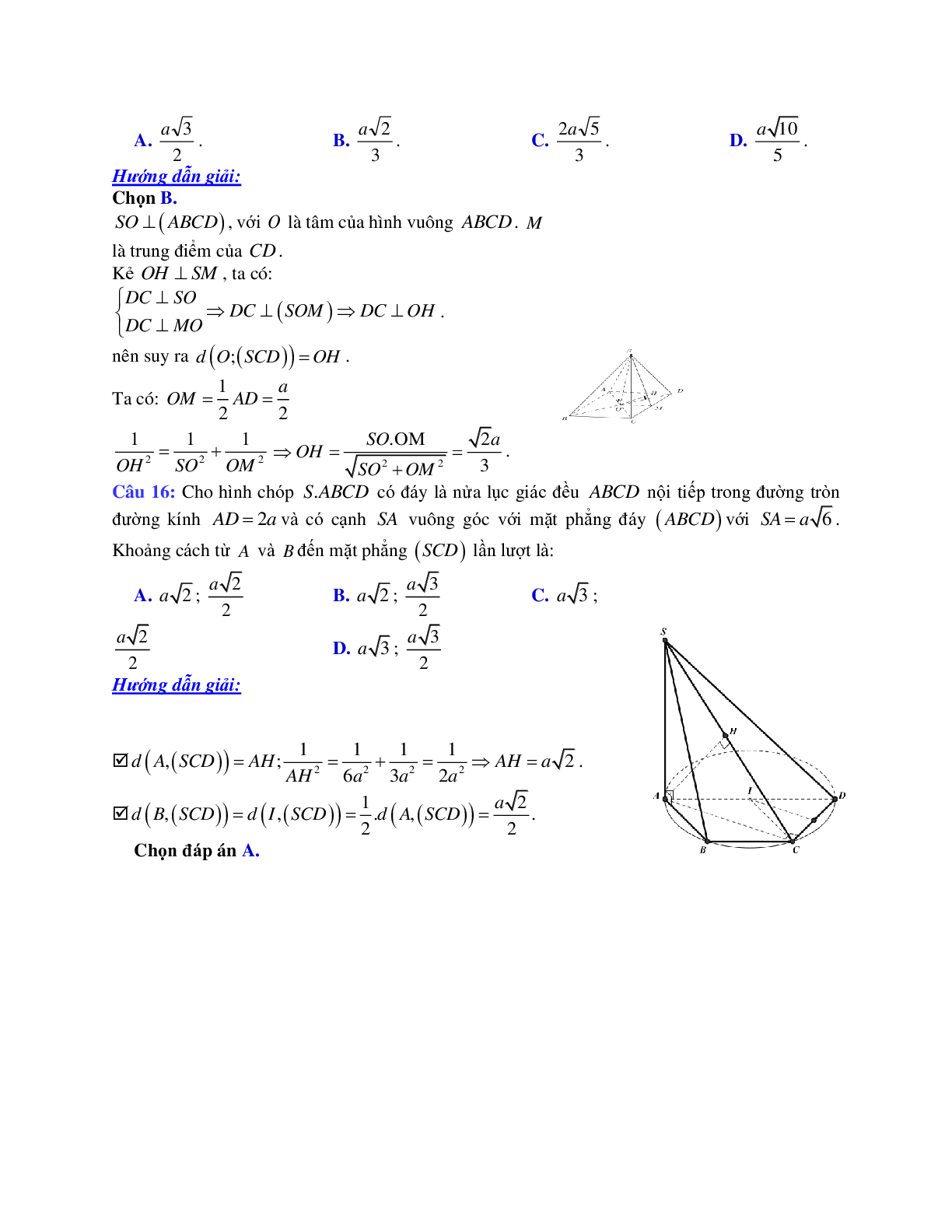 Phương pháp giải và bài tập về Cách tính khoảng cách từ một điểm đến một mặt phẳng chọn lọc (trang 8)