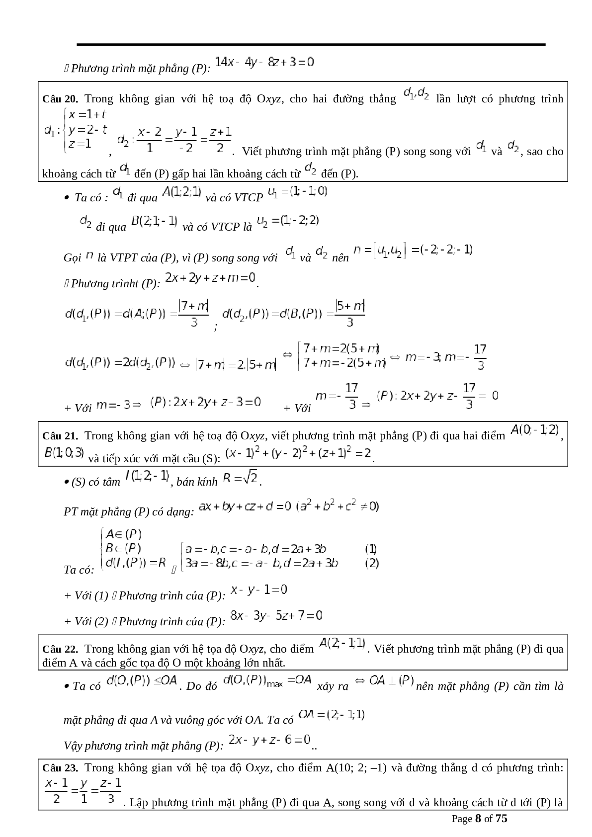 200 câu tự luận hình oxyz vận dụng có lời giải (trang 8)