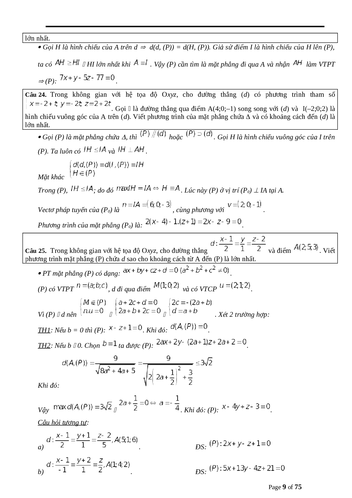 200 câu tự luận hình oxyz vận dụng có lời giải (trang 9)