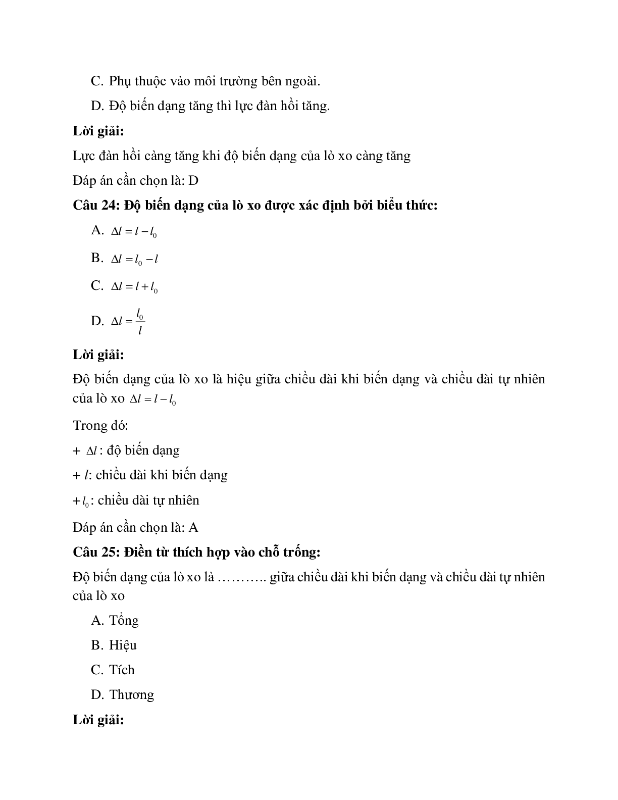 Trắc nghiệm Vật lý 6 Bài 9 có đáp án: Bài tập Lực đàn hồi (trang 10)