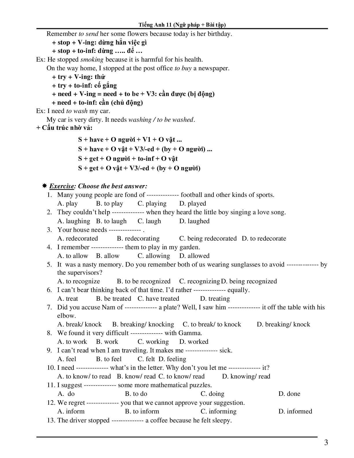 Ngữ pháp và từ vựng cả năm môn Tiếng Anh lớp 11 (trang 3)