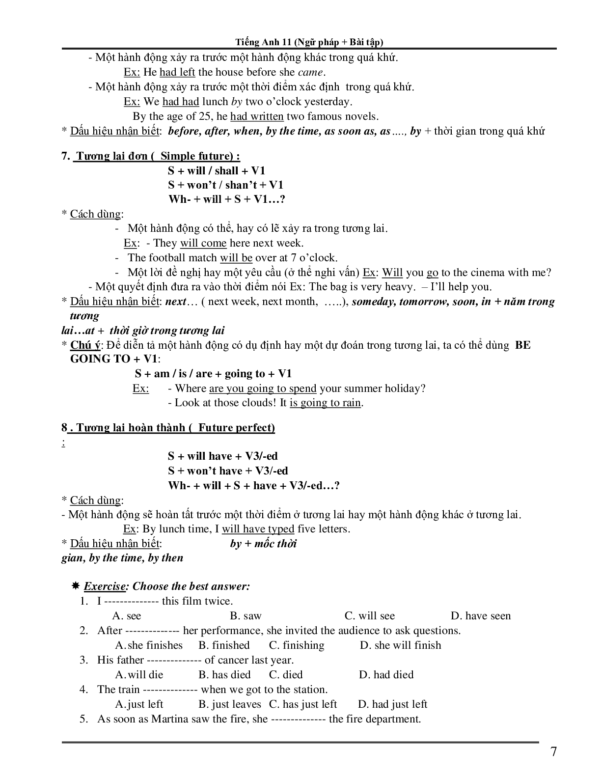 Ngữ pháp và từ vựng cả năm môn Tiếng Anh lớp 11 (trang 7)