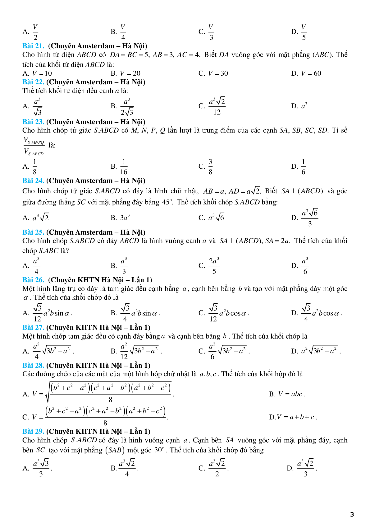 Tuyển chọn 140 bài tập thể tích khối đa diện trong các đề thi thử (trang 3)