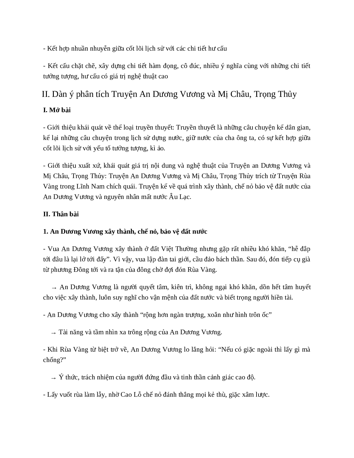 Truyện An Dương Vương và Mị Châu, Trọng Thủy - nội dung, dàn ý phân tích, bố cục, tóm tắt (trang 2)