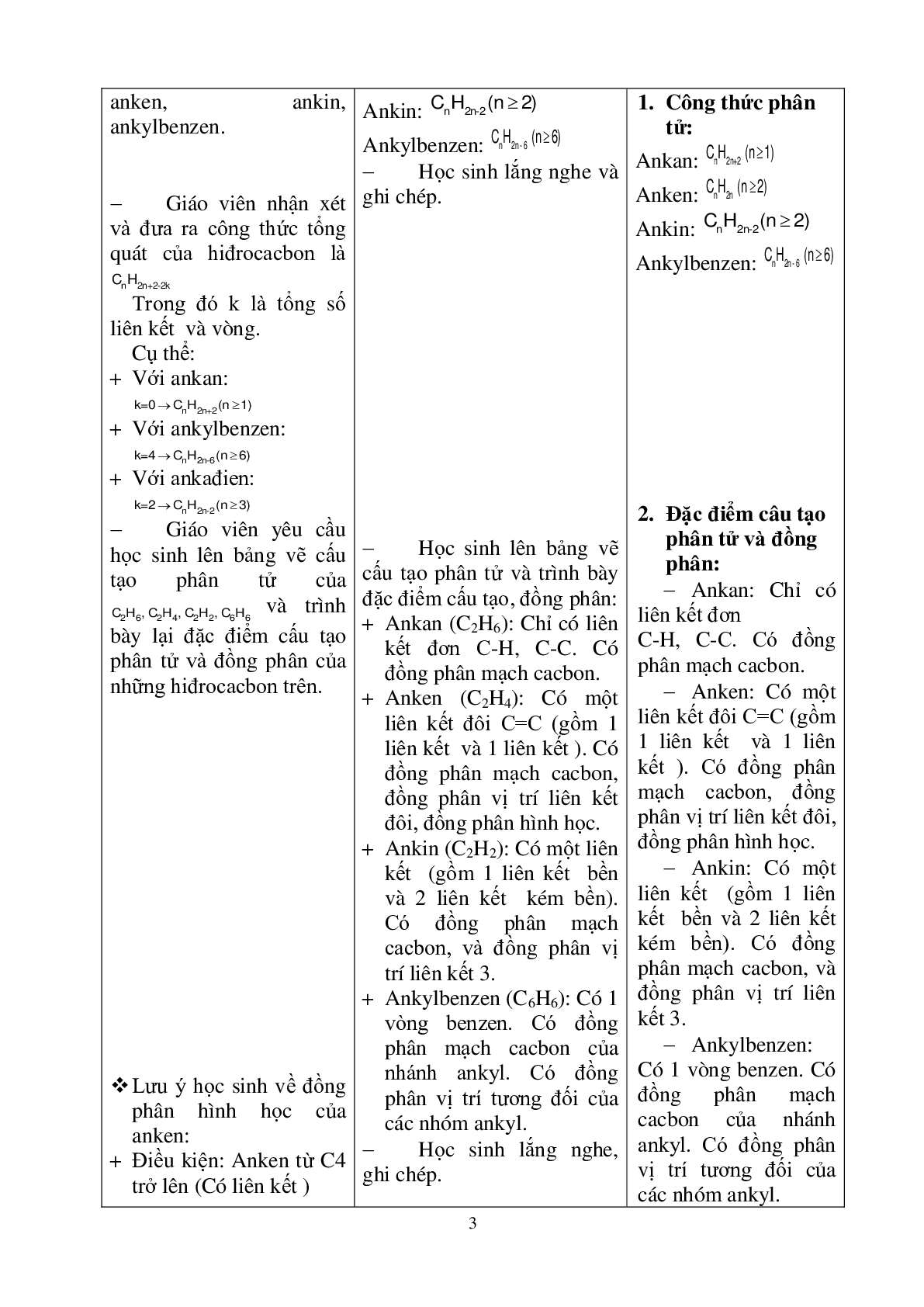 Giáo án Hóa học 11 Bài 38: Hệ thống hóa về hidrocacbon mới nhất (trang 3)