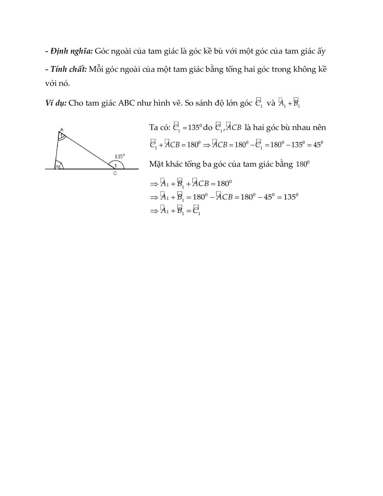 Lý thuyết Toán lớp 7: Tổng ba góc của một tam giác (trang 2)