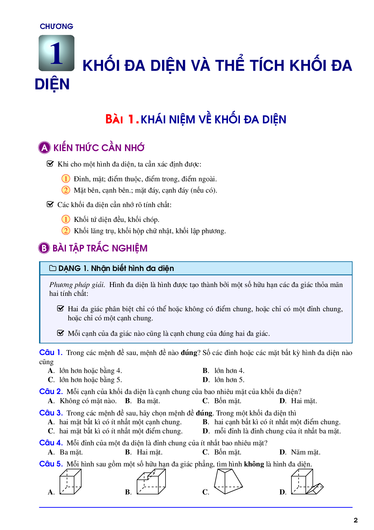 Lý thuyết và bài tập khối đa diện và thể tích khối đa diện (trang 2)