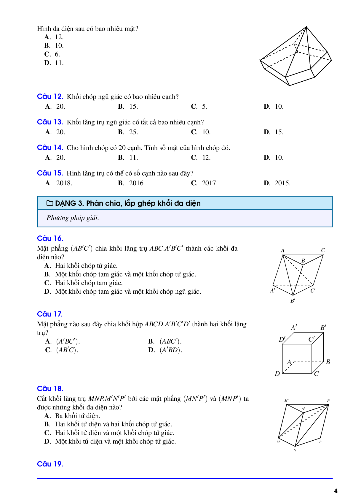 Lý thuyết và bài tập khối đa diện và thể tích khối đa diện (trang 4)