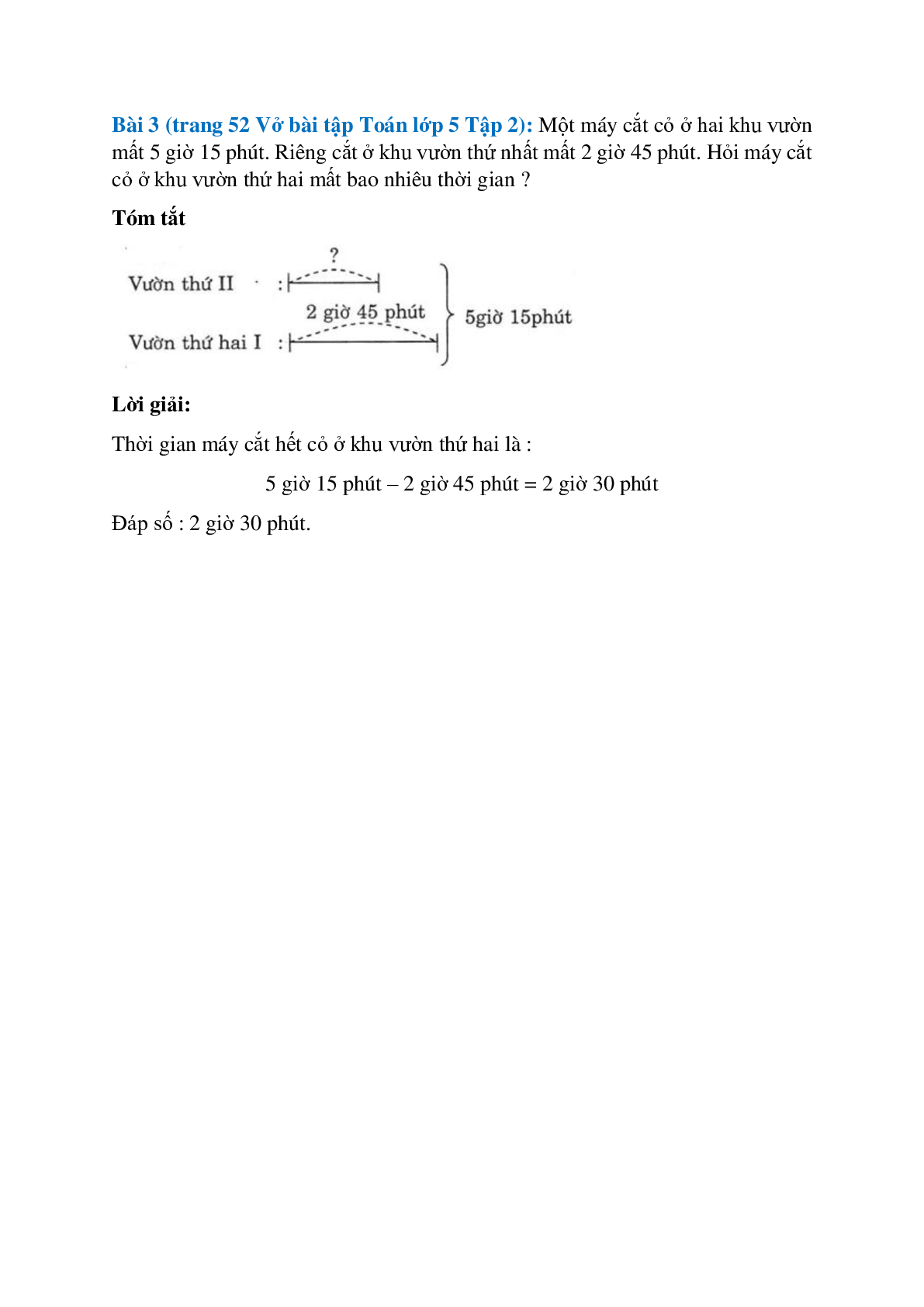 Vở bài tập Toán lớp 5 Tập 2 trang 51, 52 Bài 124: Trừ số đo thời gian (trang 3)
