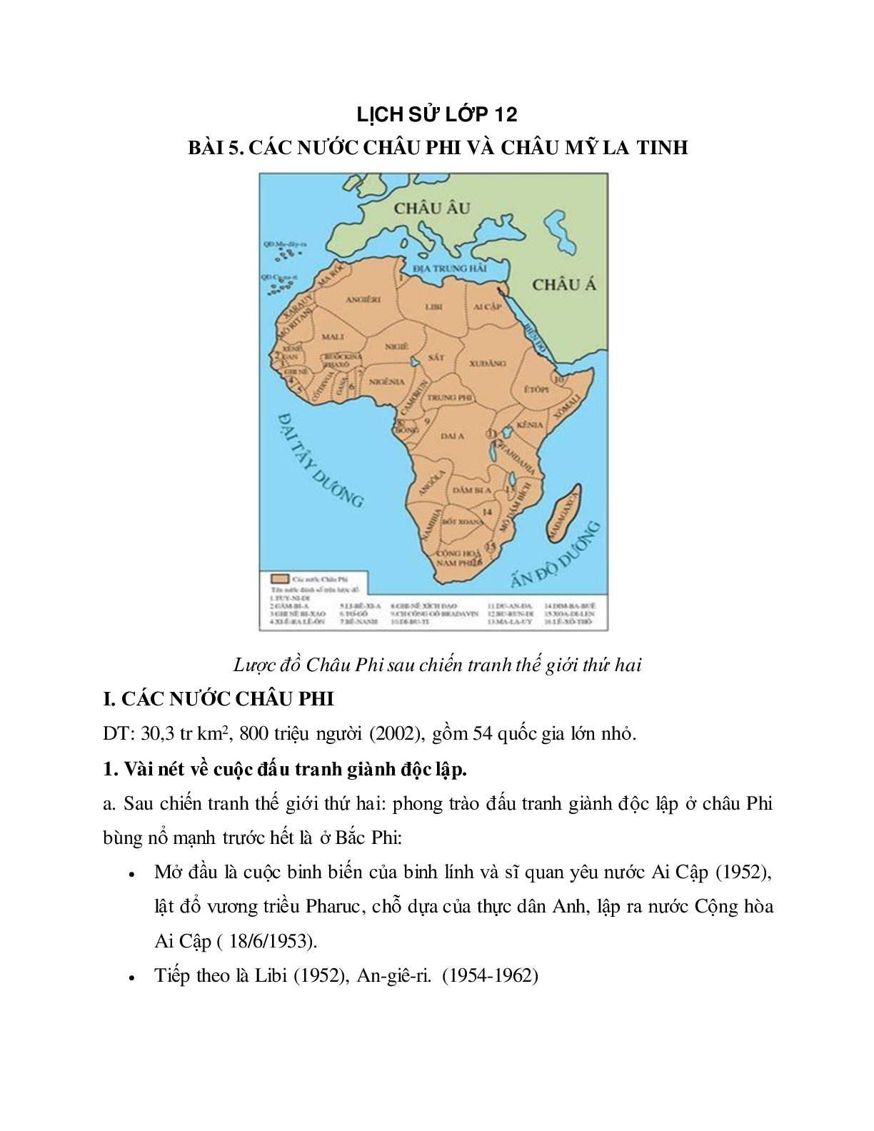 Lý thuyết môn Lịch sử 12 - bài 5:Các nước Châu Phi và Mĩ La-tinh mới nhất (trang 1)