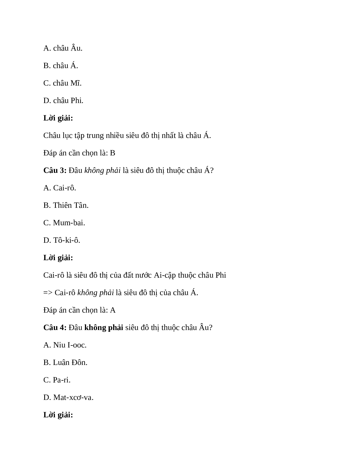 Địa Lí 7 Bài 3 (Lý thuyết và trắc nghiệm): Quần cư. Đô thị hóa (trang 4)