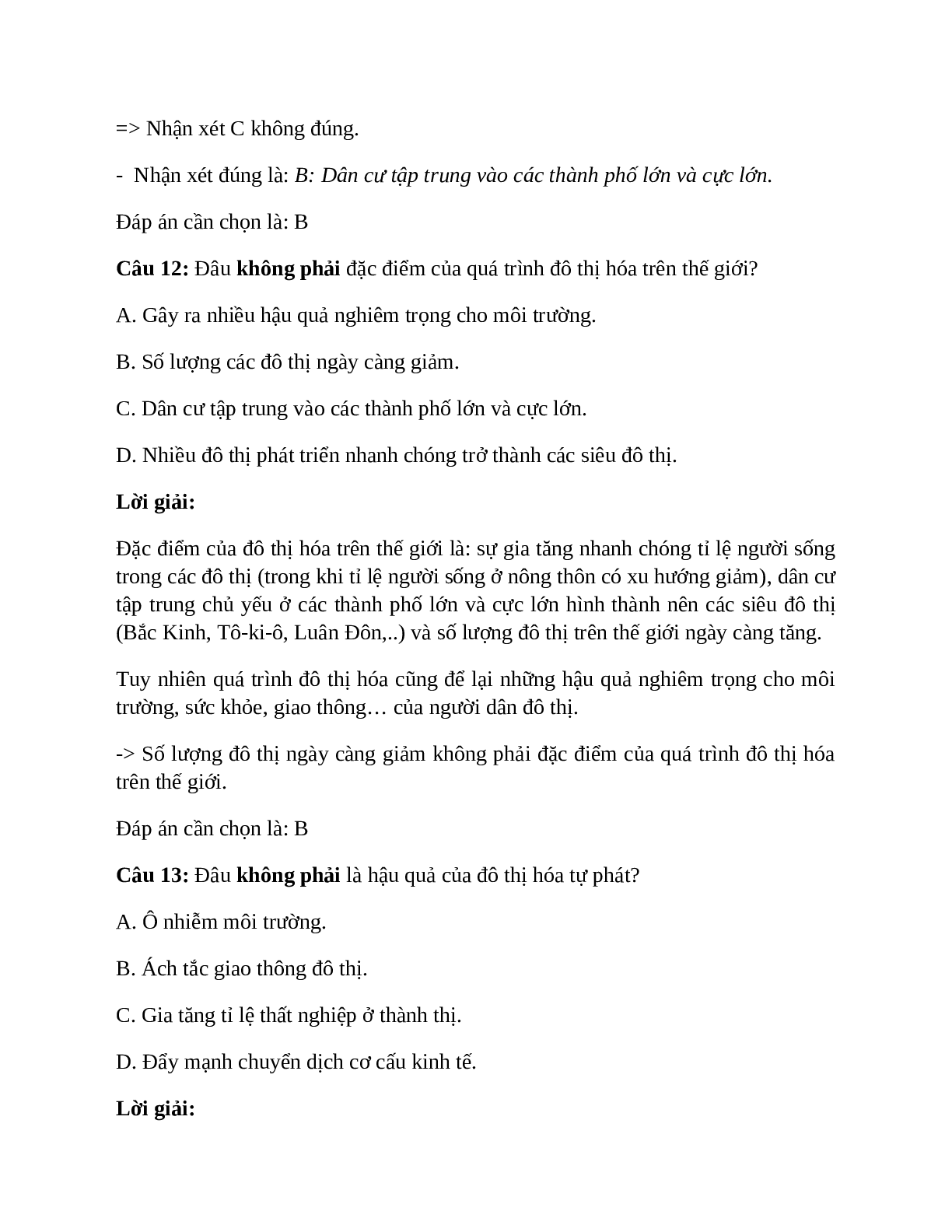 Địa Lí 7 Bài 3 (Lý thuyết và trắc nghiệm): Quần cư. Đô thị hóa (trang 8)