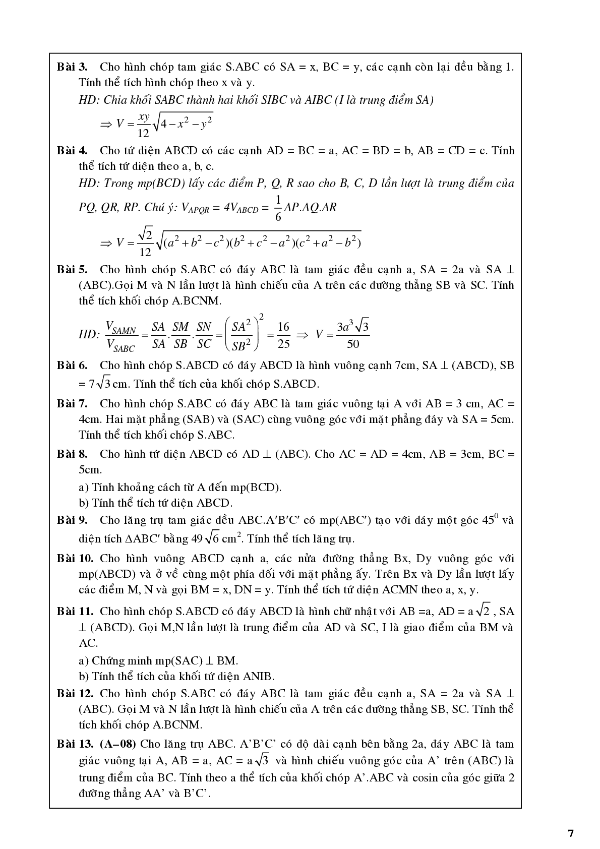Lý thuyết cơ bản và bài tập về khối đa diện (trang 7)