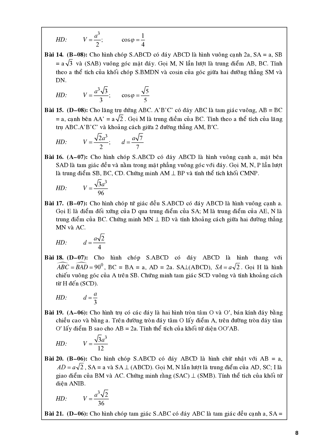 Lý thuyết cơ bản và bài tập về khối đa diện (trang 8)