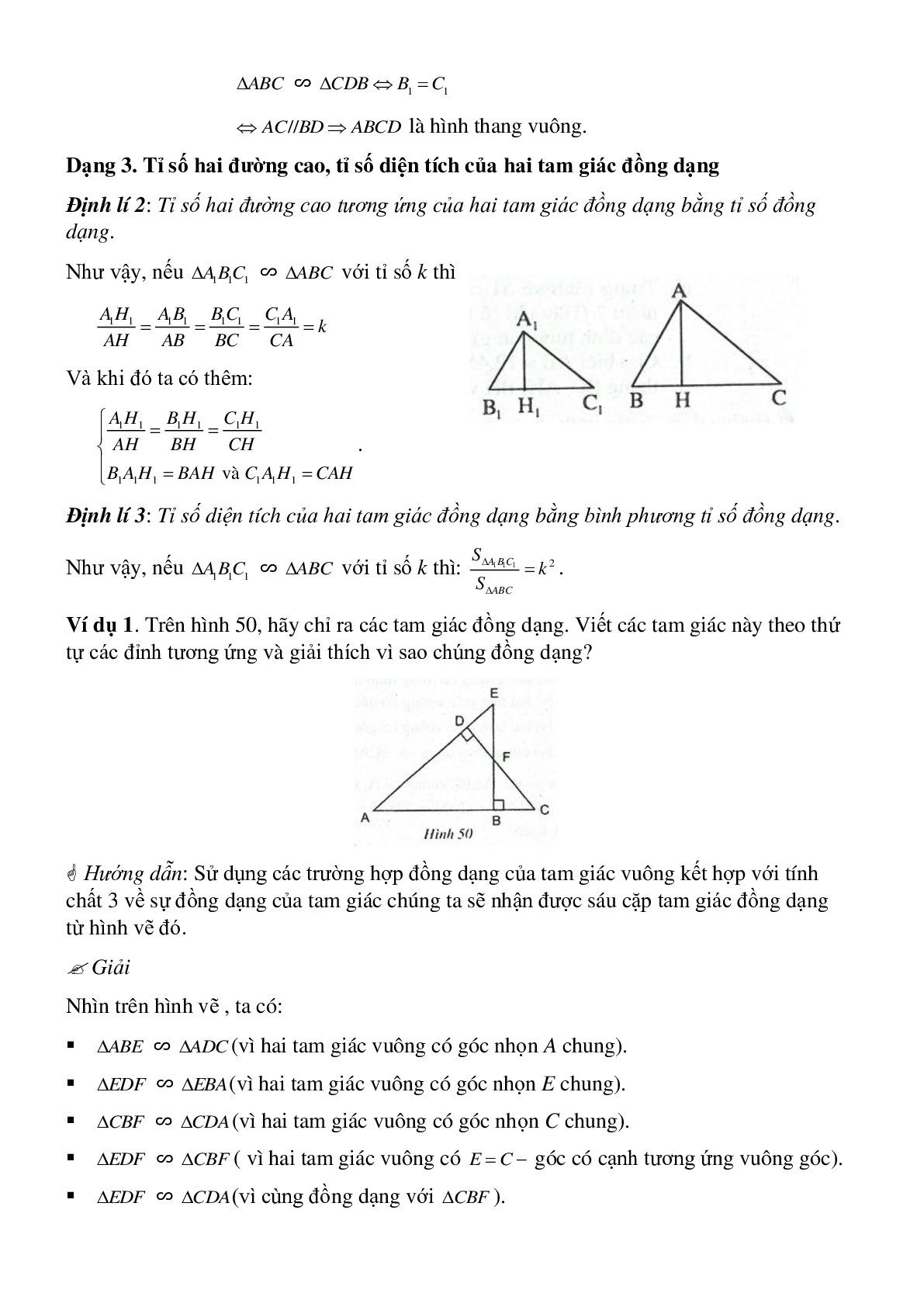 50 Bài tập Các trường hợp đồng dạng của tam giác vuông (có đáp án)- Toán 8 (trang 4)