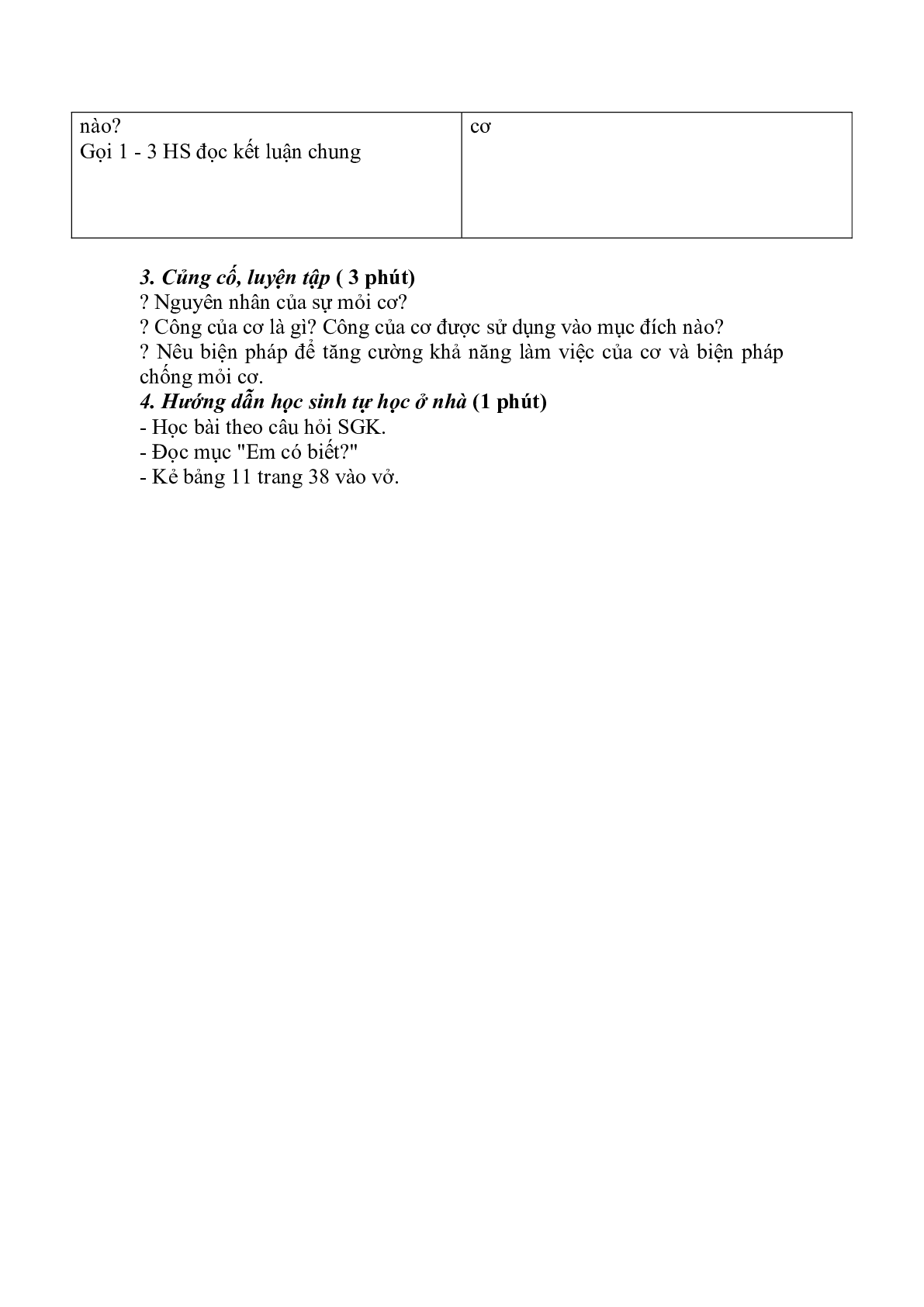 Giáo án Sinh học 8 Bài 10: Hoạt động của cơ mới, chuẩn nhất (trang 3)
