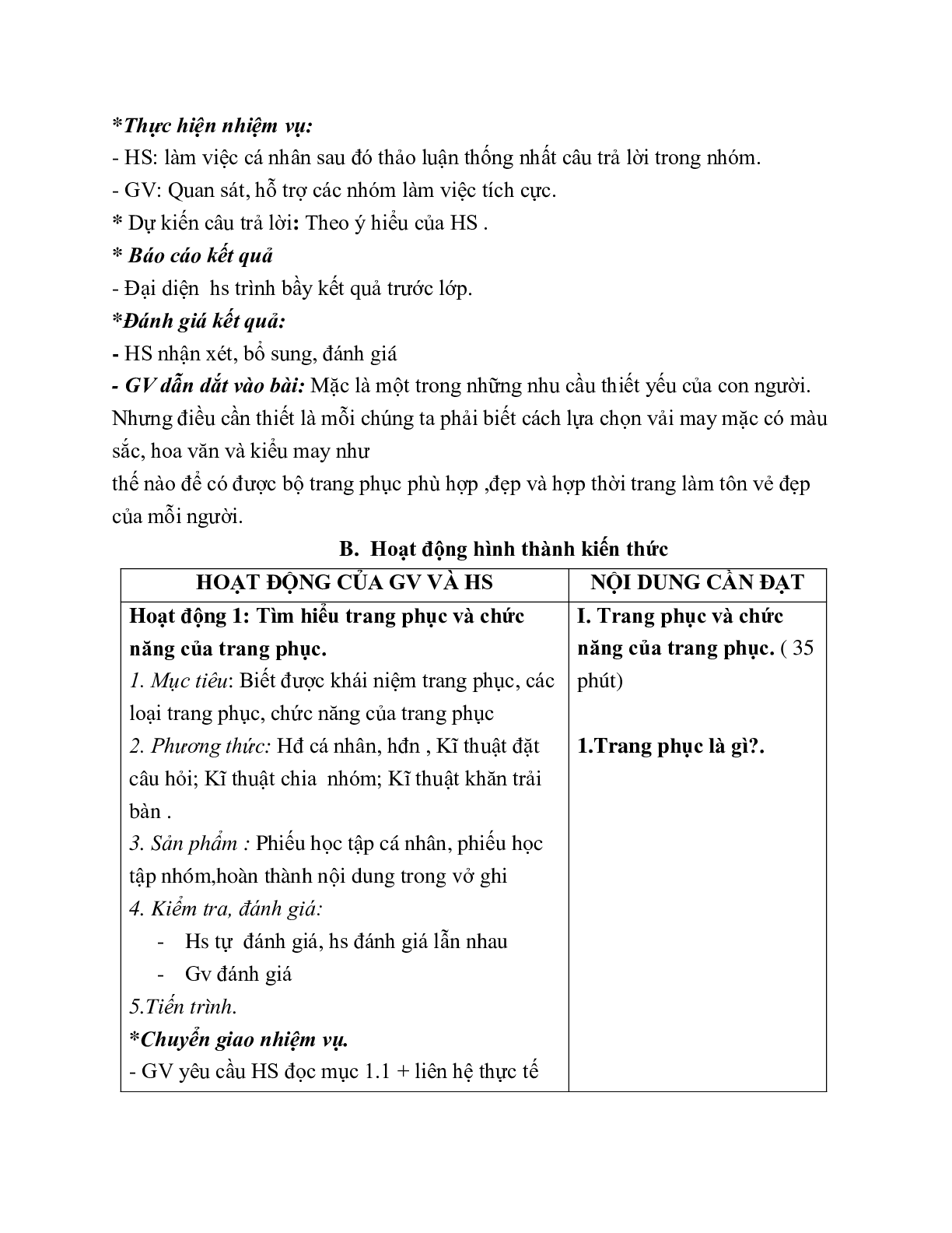 GIÁO ÁN CÔNG NGHỆ 6 BÀI 2: LỰA CHỌN TRANG PHỤC  (T1) MỚI NHẤT (trang 3)