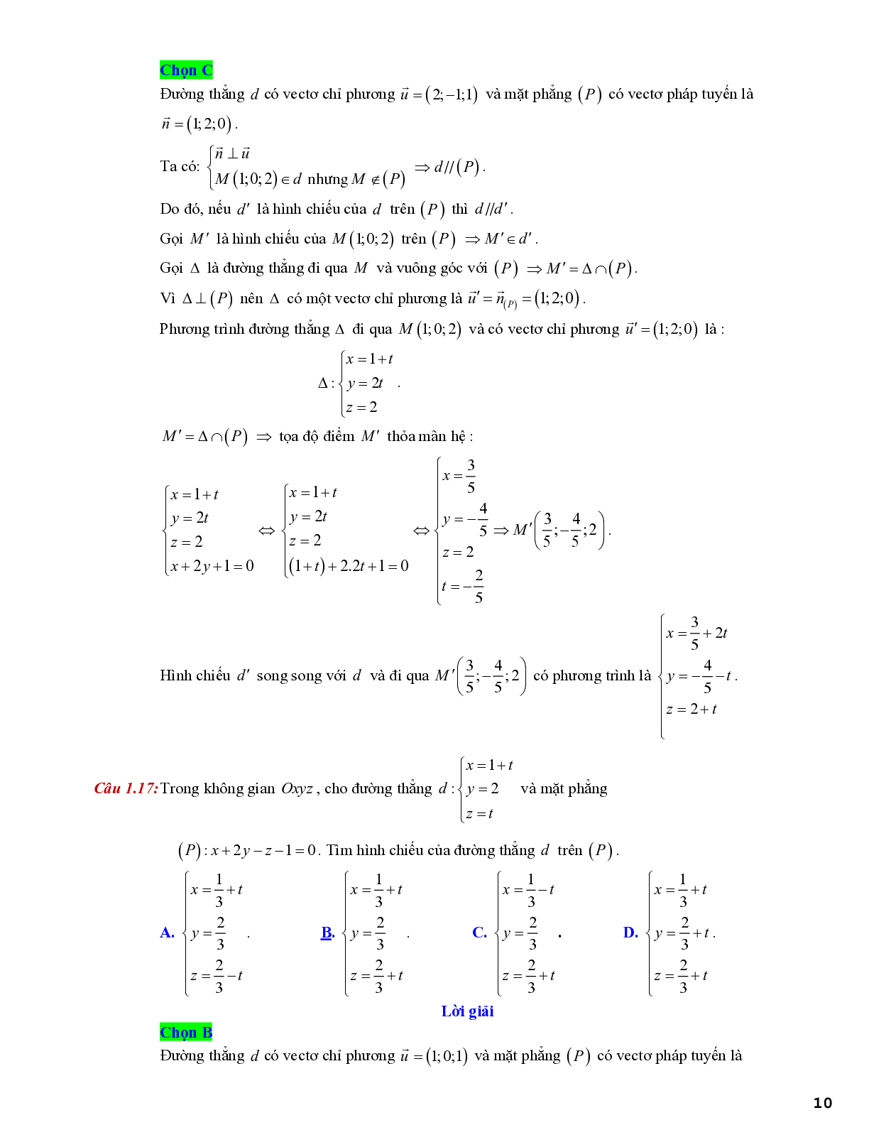 20 câu trắc nghiệm tìm hình chiếu của điểm trên mặt phẳng tọa độ - có đáp án chi tiết (trang 10)